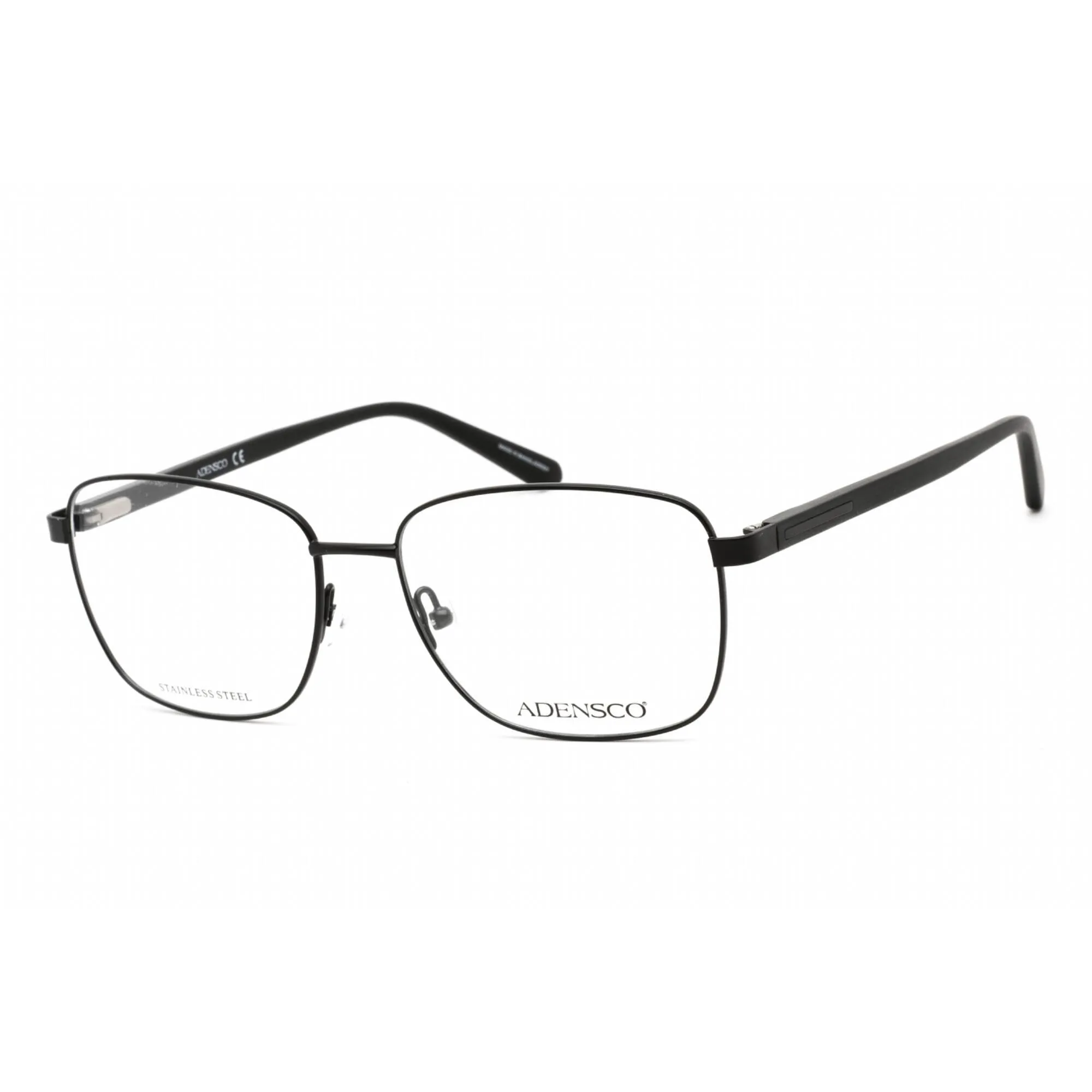 Adensco Men's Eyeglasses - Matte Black Stainless Steel Square Frame | AD 138 0003 00