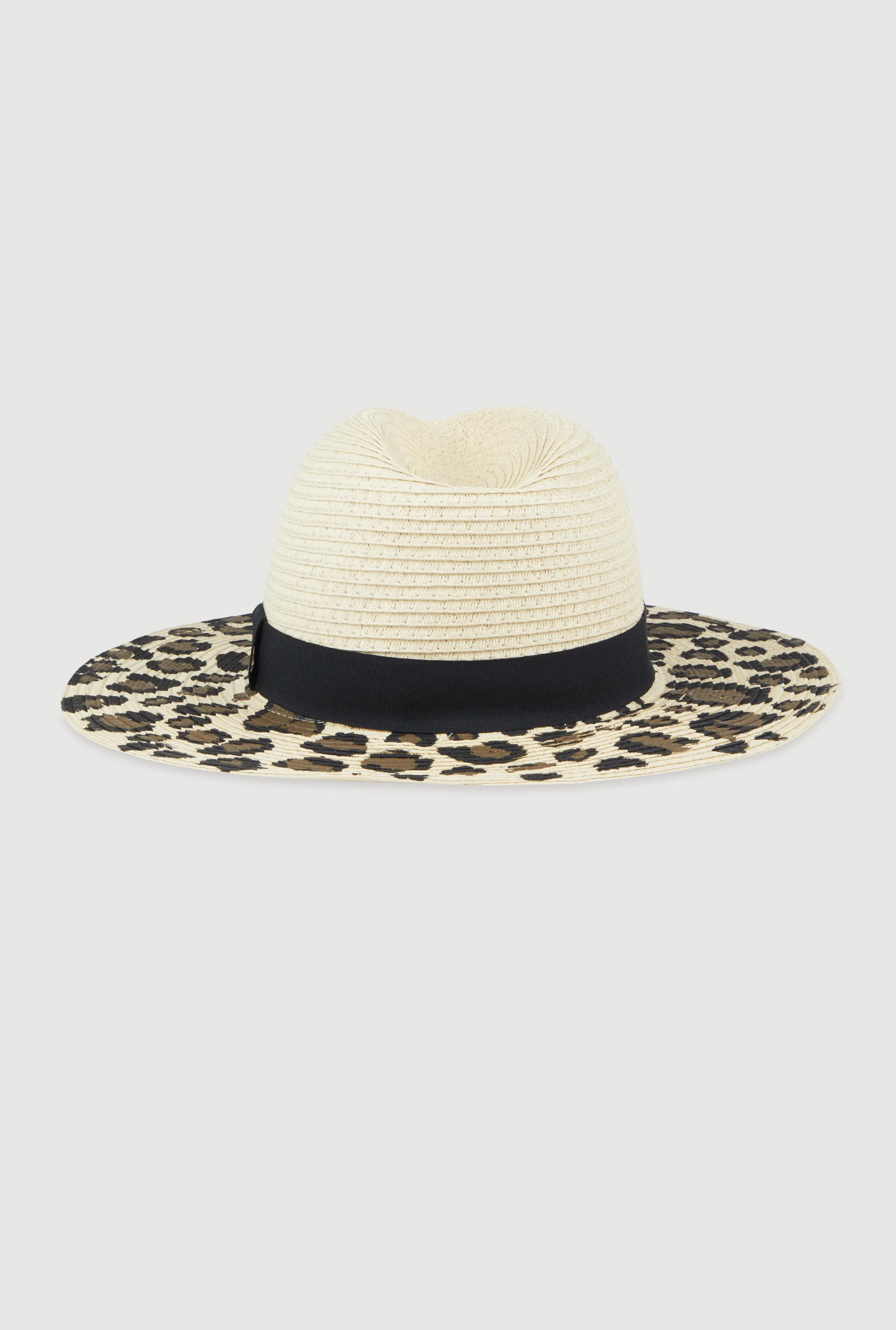 Animal Print Straw Fedora Hat
