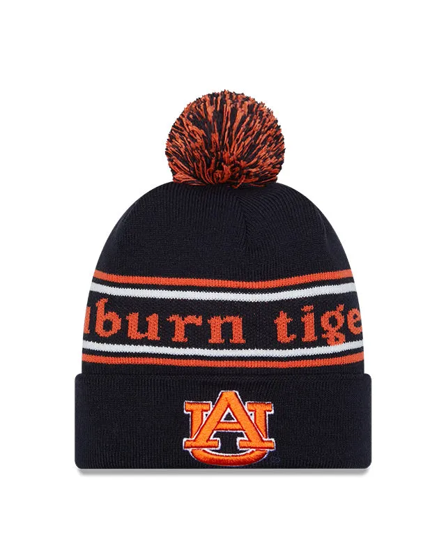 Auburn Tigers Navy New Era Marquee Cuffed Knit Hat with Pom