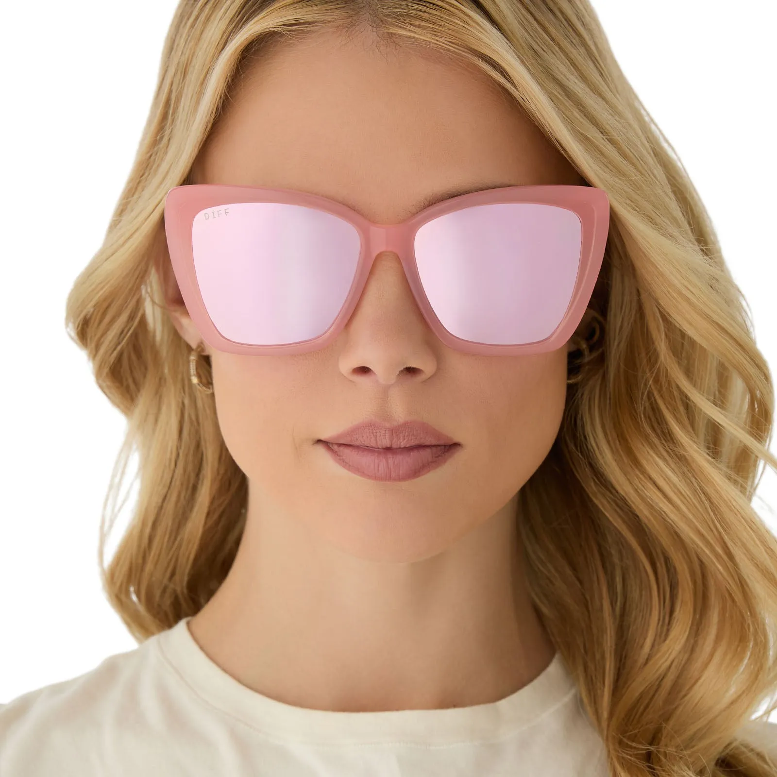 BECKY II - PEACH   CHERRY BLOSSOM MIRROR SUNGLASSES