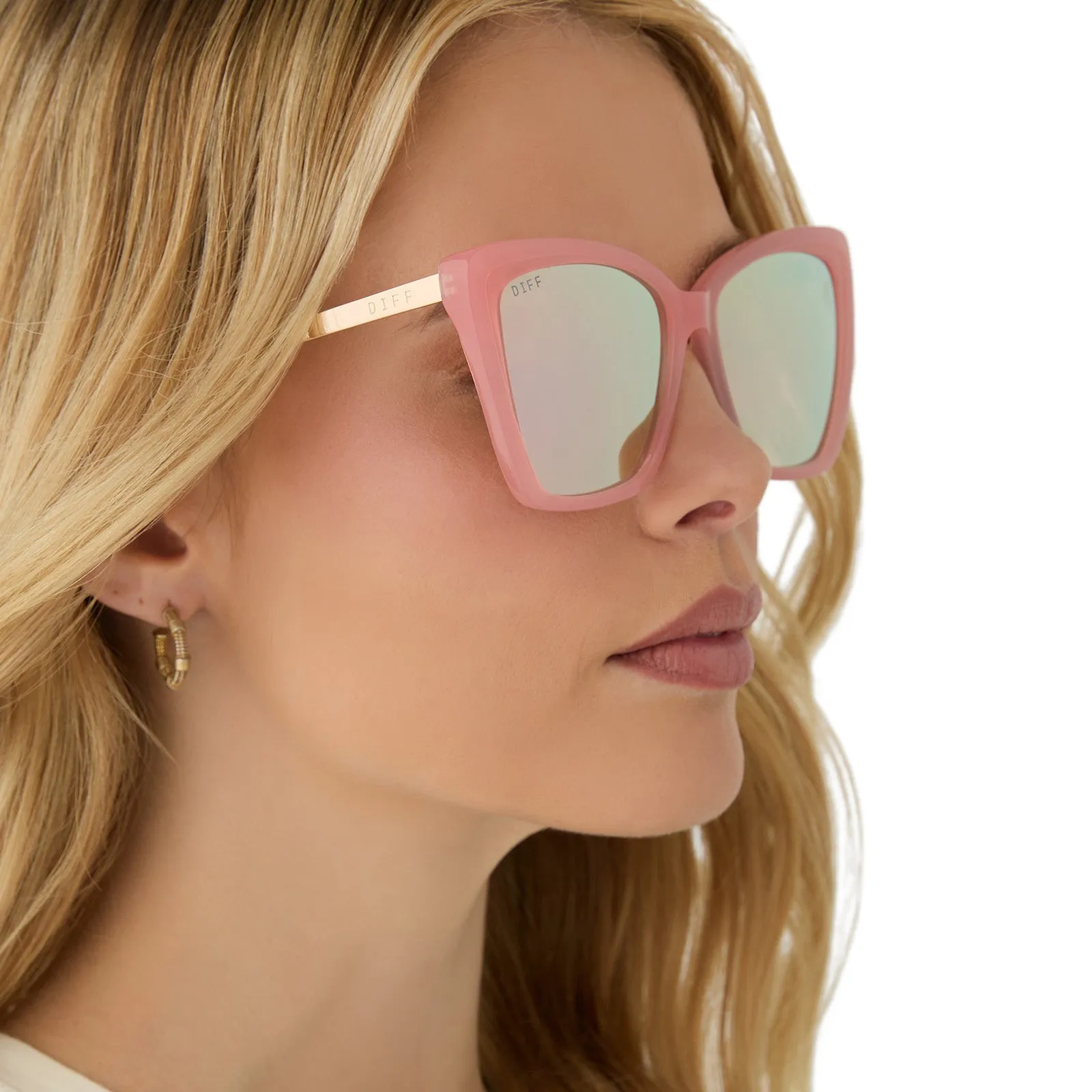 BECKY II - PEACH   CHERRY BLOSSOM MIRROR SUNGLASSES