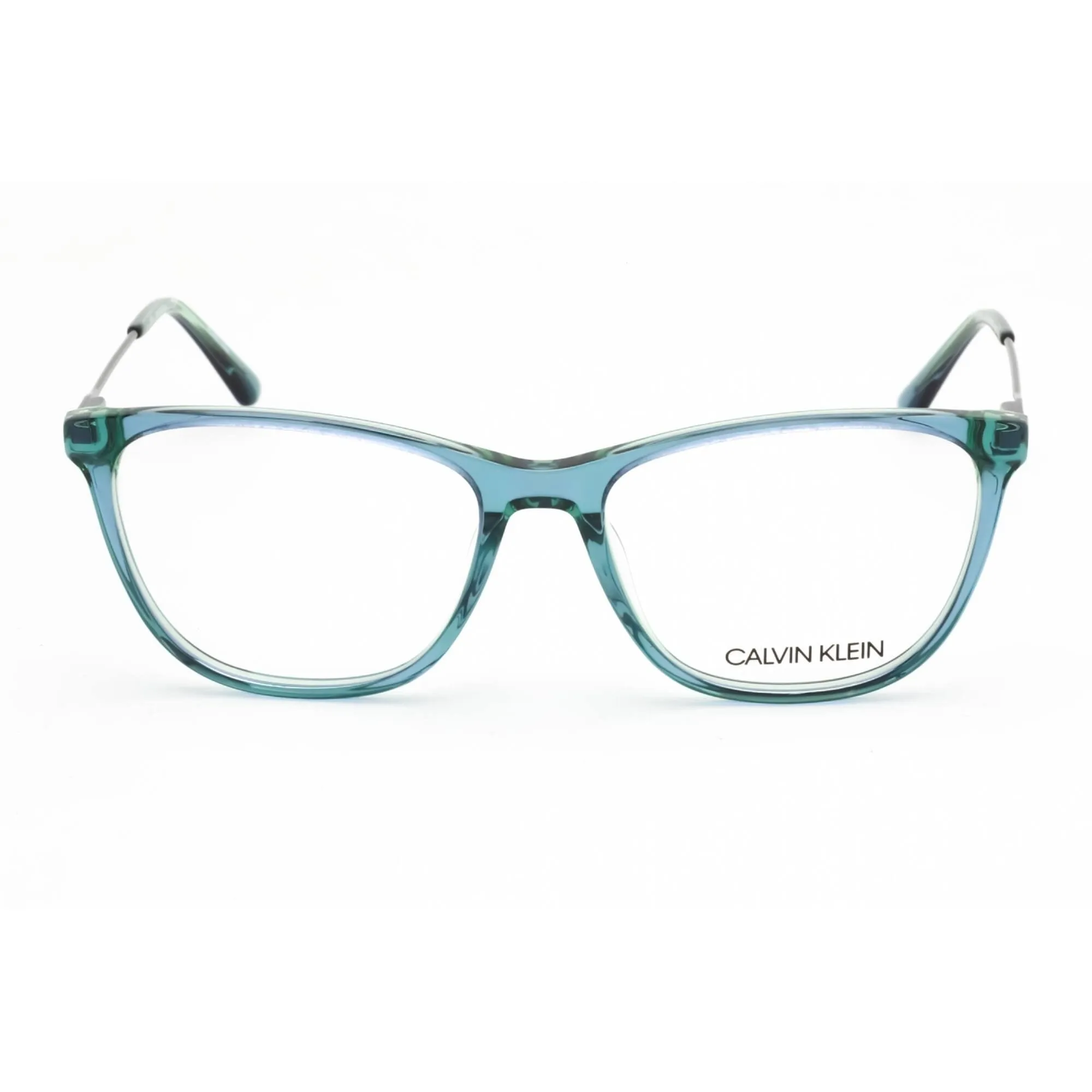 Calvin Klein Women's Eyeglasses - Crystal Teal Laminate Zyl Round Frame | CK18706 438