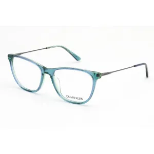 Calvin Klein Women's Eyeglasses - Crystal Teal Laminate Zyl Round Frame | CK18706 438