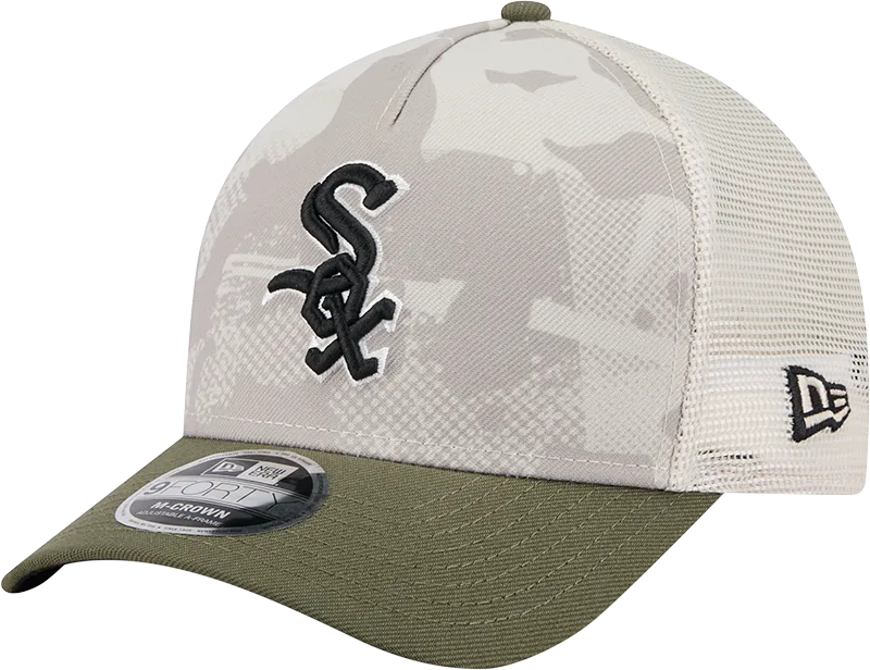 Chicago White Sox 2025 Armed Forces Day Camo New Era 9FORTY M-Crown Trucker Adjustable Hat