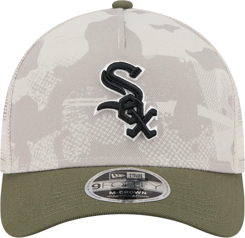 Chicago White Sox 2025 Armed Forces Day Camo New Era 9FORTY M-Crown Trucker Adjustable Hat