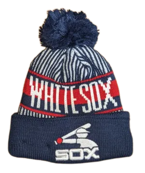 Child Chicago White Sox New Era Junior Cooperstown Collection Knitstripe Navy Cuffed Pom Knit Hat