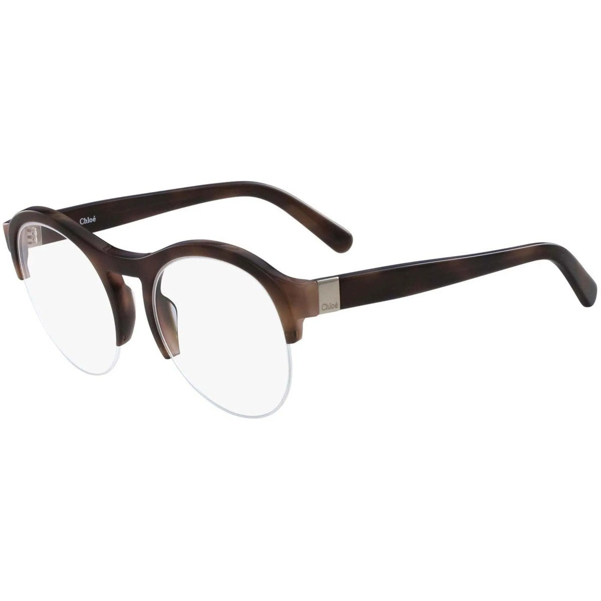 Chloe Women's Eyeglasses - Dark Havana Plastic Round Half Rim Frame | CHLOE 2711 232