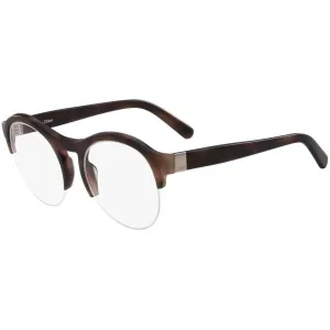Chloe Women's Eyeglasses - Dark Havana Plastic Round Half Rim Frame | CHLOE 2711 232