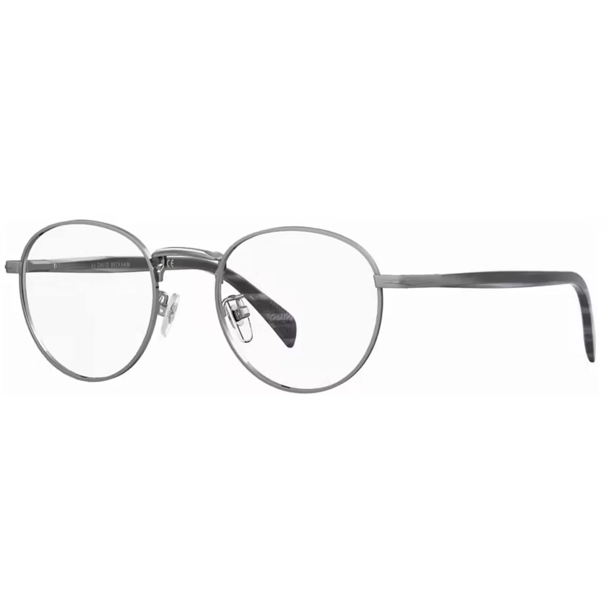 David Beckham Men's Eyeglasses - Ruthenium Grey Horn Metal Round Frame | DB 1127 0POH