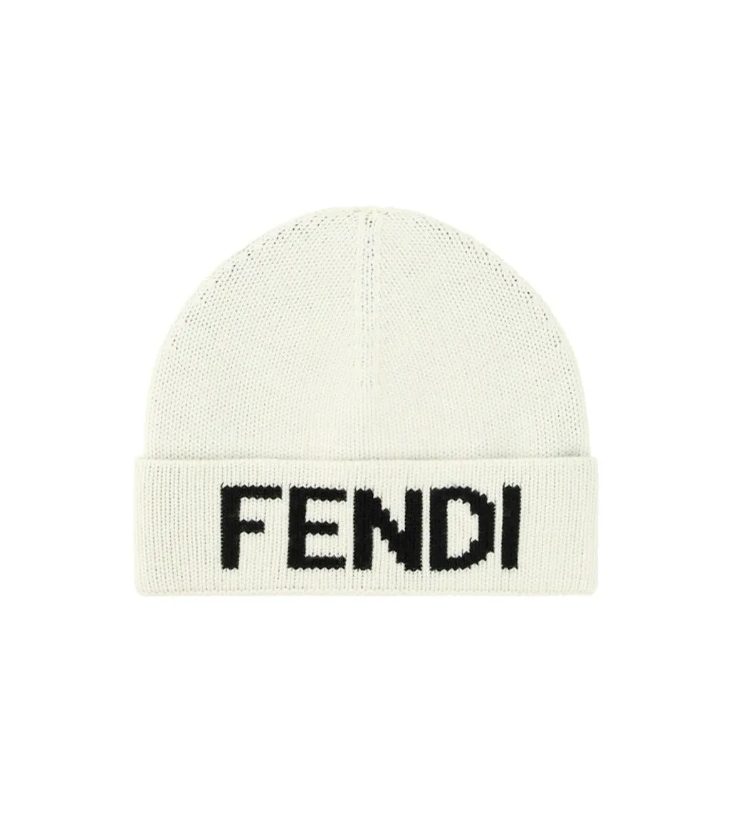Fendi Logo Embroidered Beanie