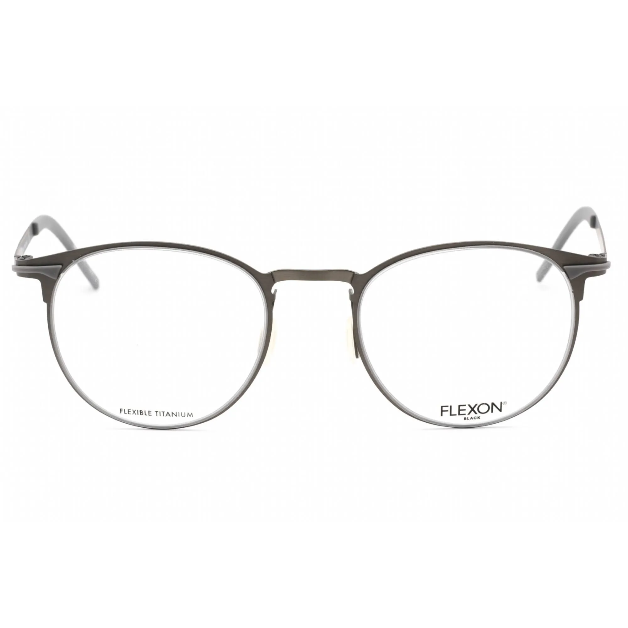 Flexon Men's Eyeglasses - Gunmetal Full Rim Round Frame Clear Lens | FLEXON B2000 033