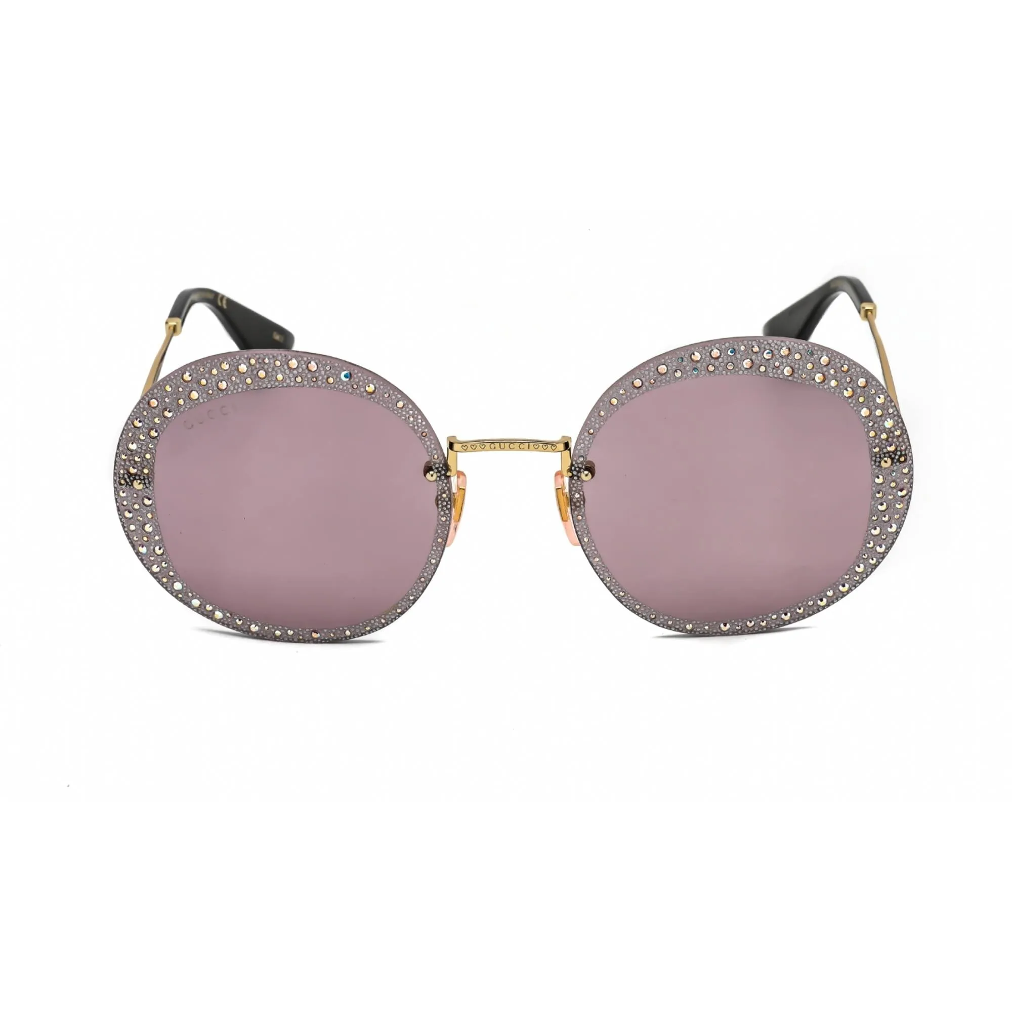 Gucci Women's Sunglasses - Gold Round Metal Rimless Frame Violet Lens | GG0899S 001