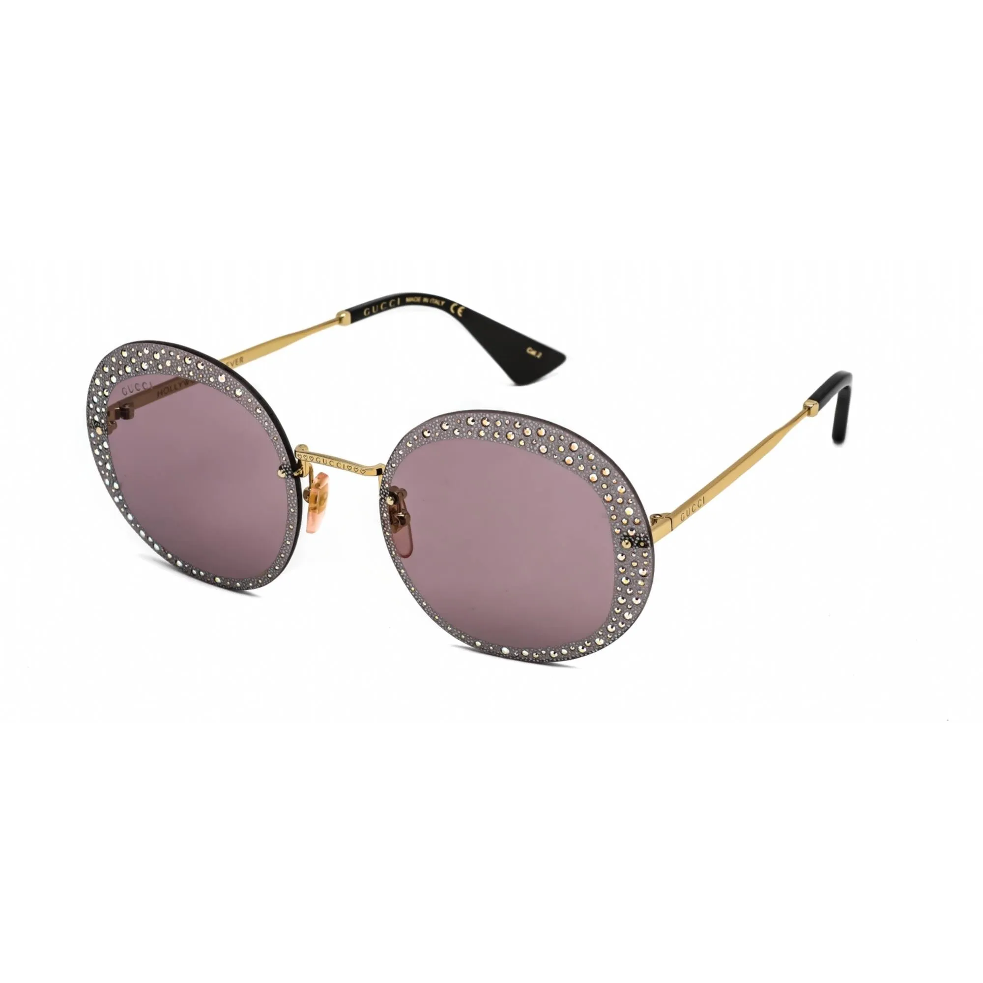 Gucci Women's Sunglasses - Gold Round Metal Rimless Frame Violet Lens | GG0899S 001