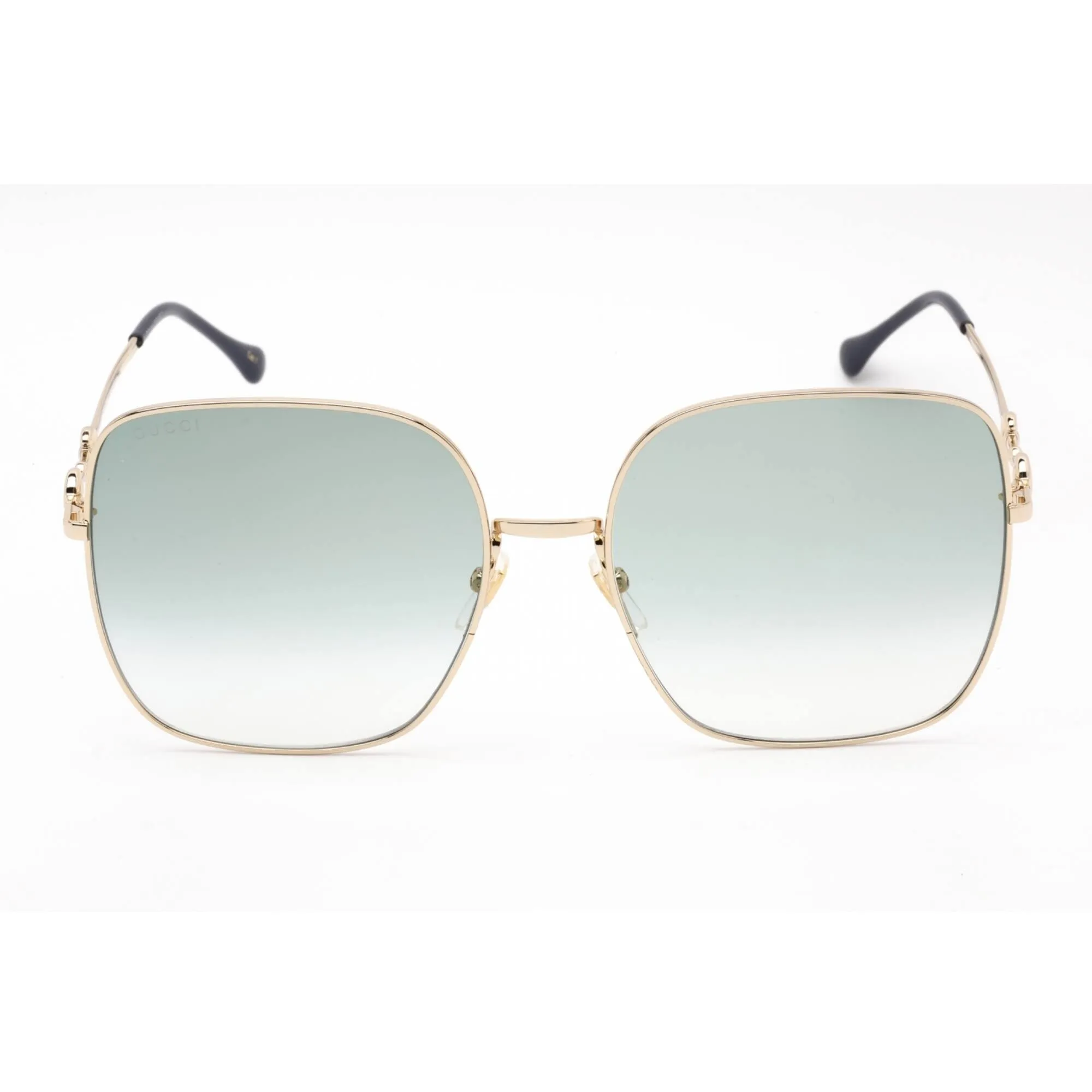 Gucci Women's Sunglasses - Gold Square Metal Full Rim Frame Green Lens | GG0879S 003