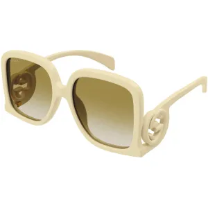 Gucci Women's Sunglasses - Ivory Full Rim Oversized Frame Brown Lens | GG1326S 002