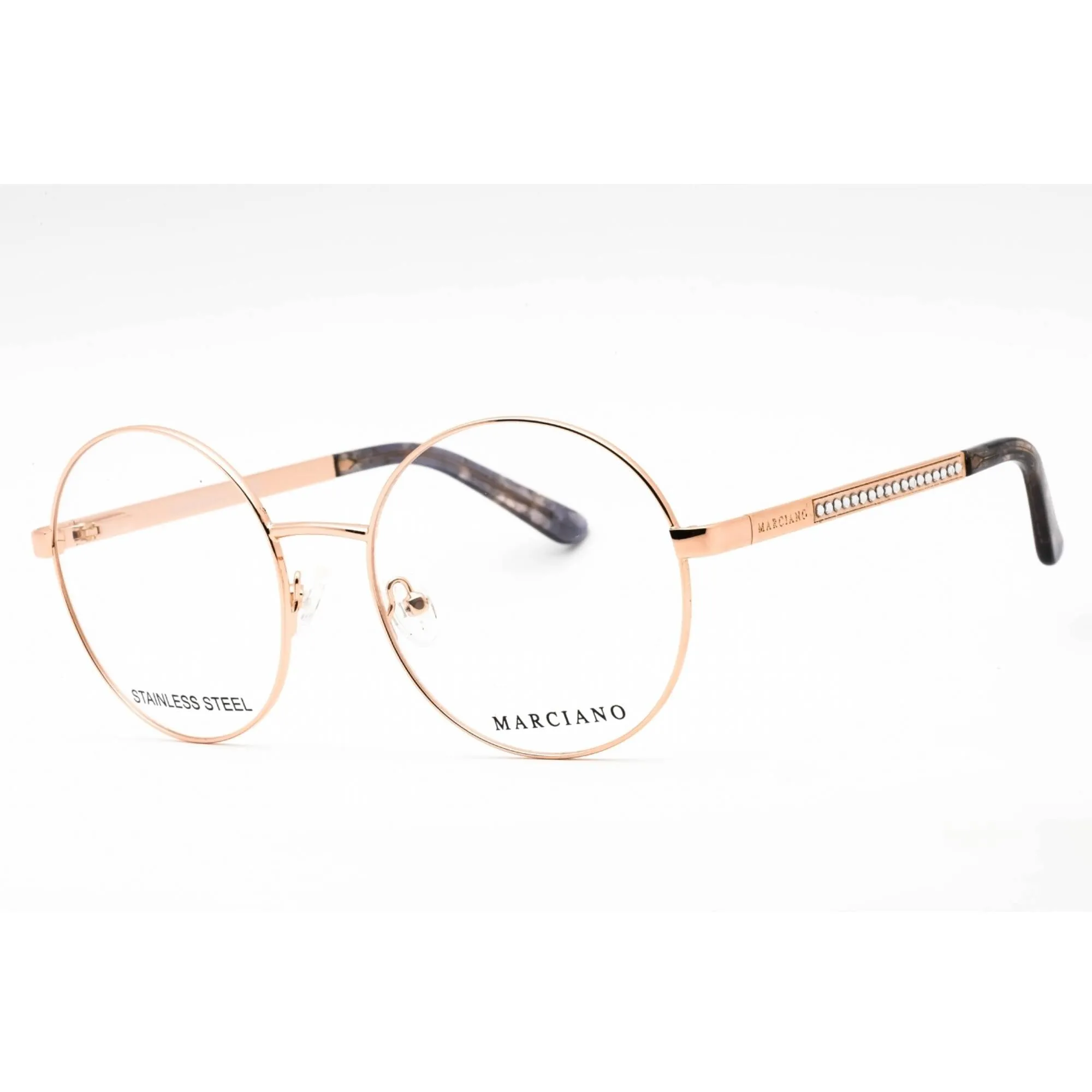 Guess By Marciano Women's Eyeglasses - Shiny Rose Gold Metal Round Frame | GM0323 028