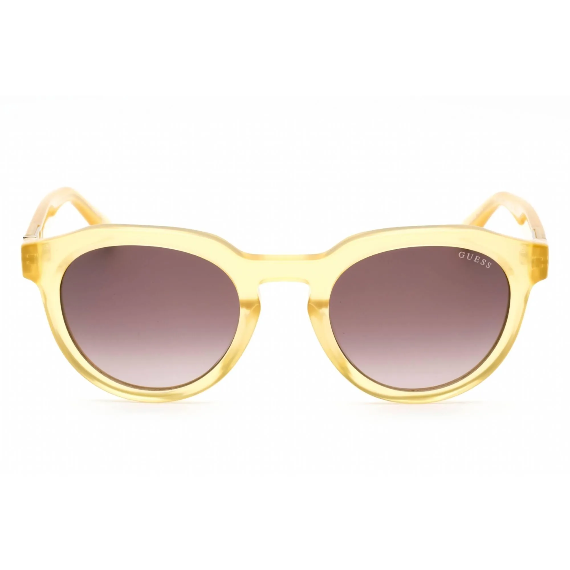 Guess Men's Sunglasses - Gradient Brown Lens Shiny Yellow Round Frame | GU00063 39F