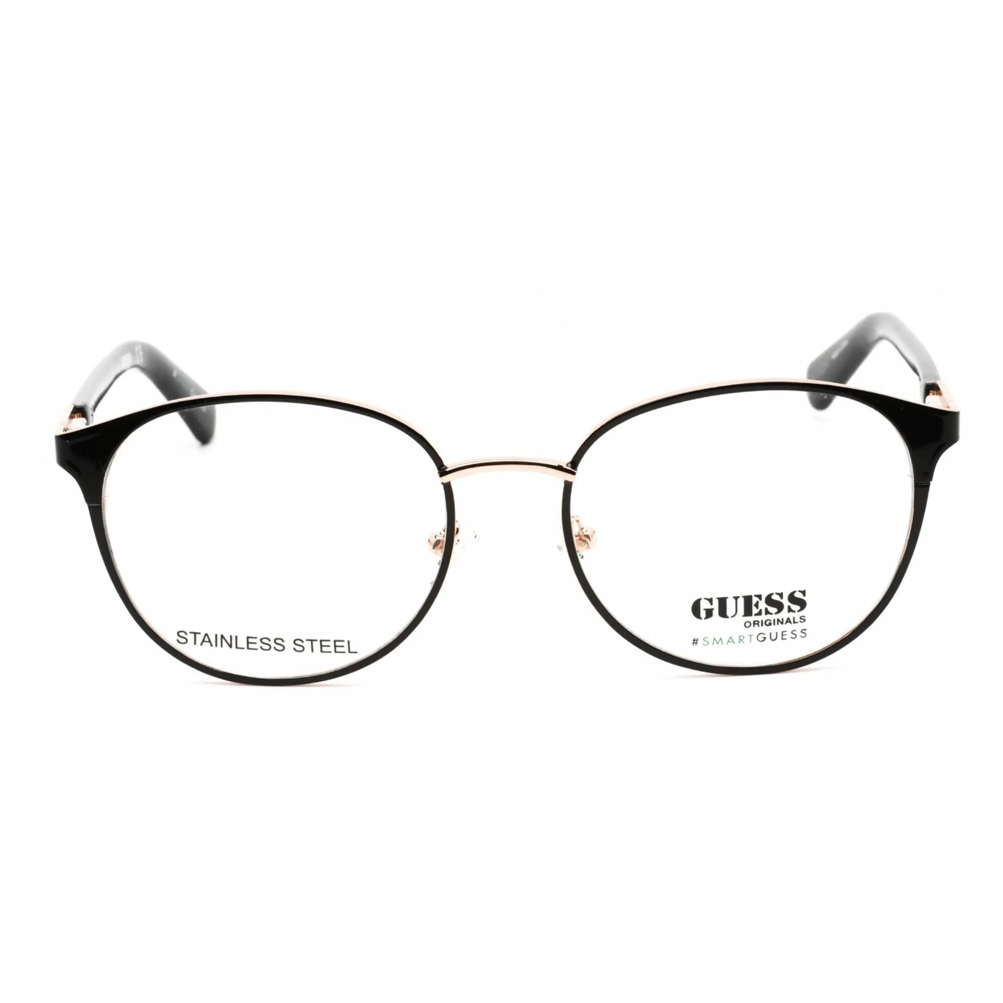 Guess Unisex Eyeglasses - Clear Lens Black/Other Metal Round Shape Frame | GU8254 005