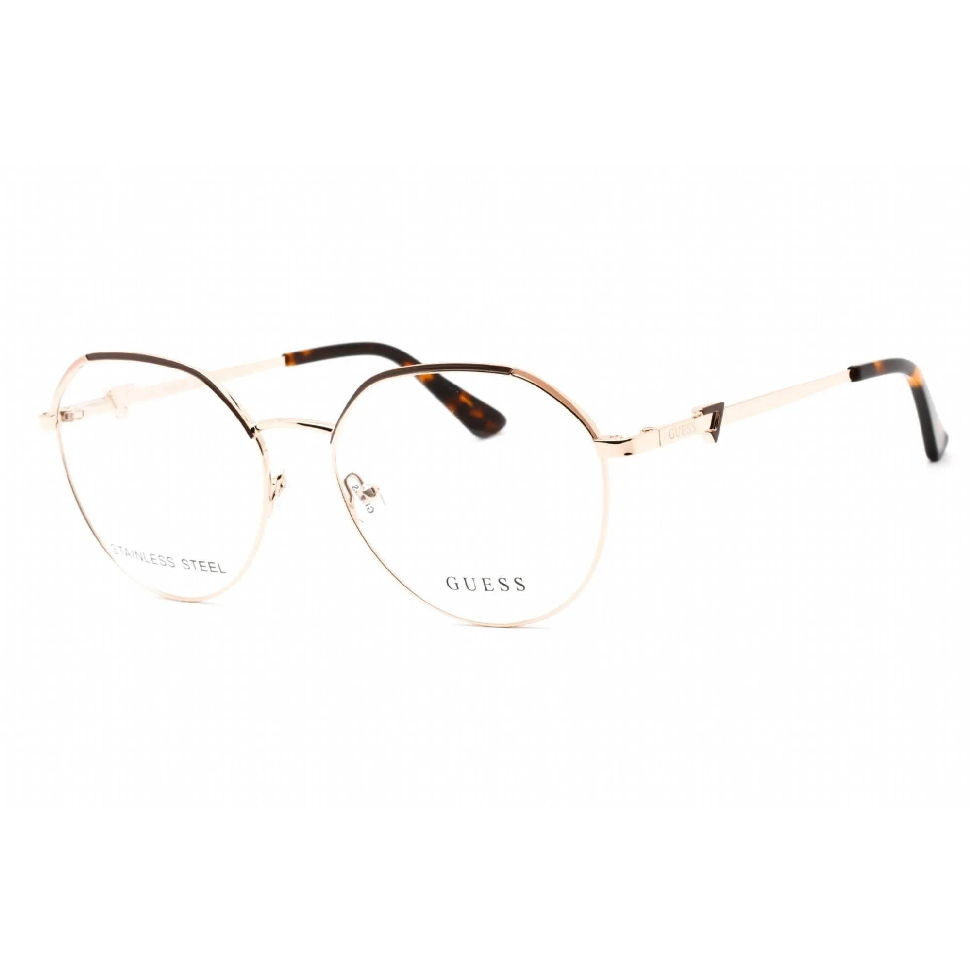 Guess Women's Eyeglasses - Full Rim Pale Gold Metal Round Shape Frame | GU2866 032