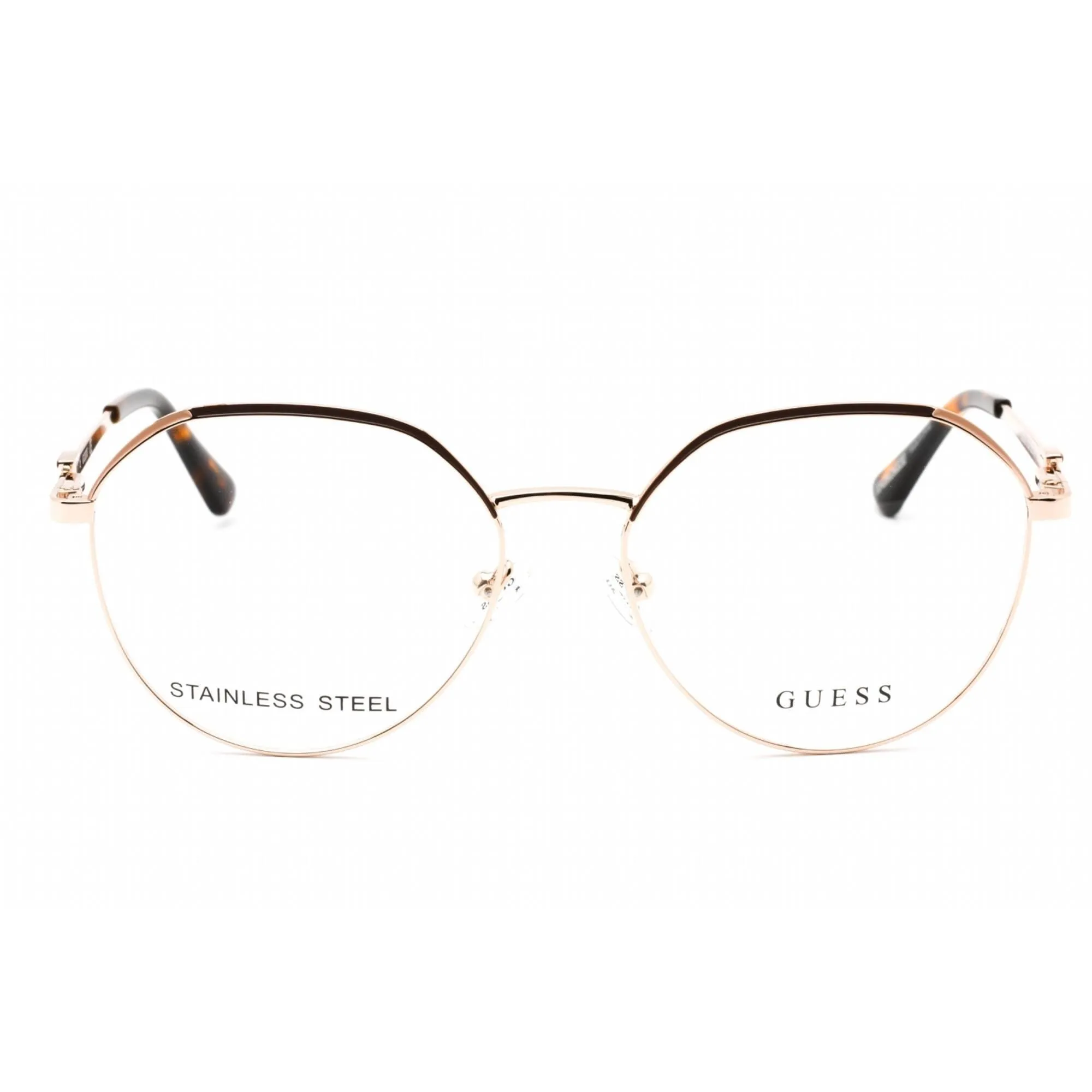 Guess Women's Eyeglasses - Full Rim Pale Gold Metal Round Shape Frame | GU2866 032
