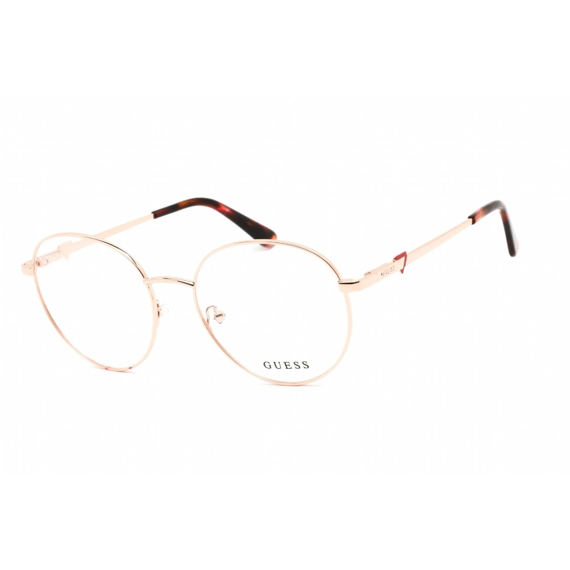 Guess Women's Eyeglasses - Full Rim Round Shiny Rose Gold Metal Frame | GU2812 028