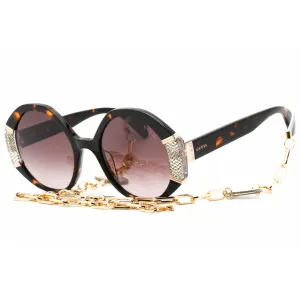 Guess Women's Sunglasses - Full Rim Dark Havana Plastic Round Shape Frame | GU7874 52G