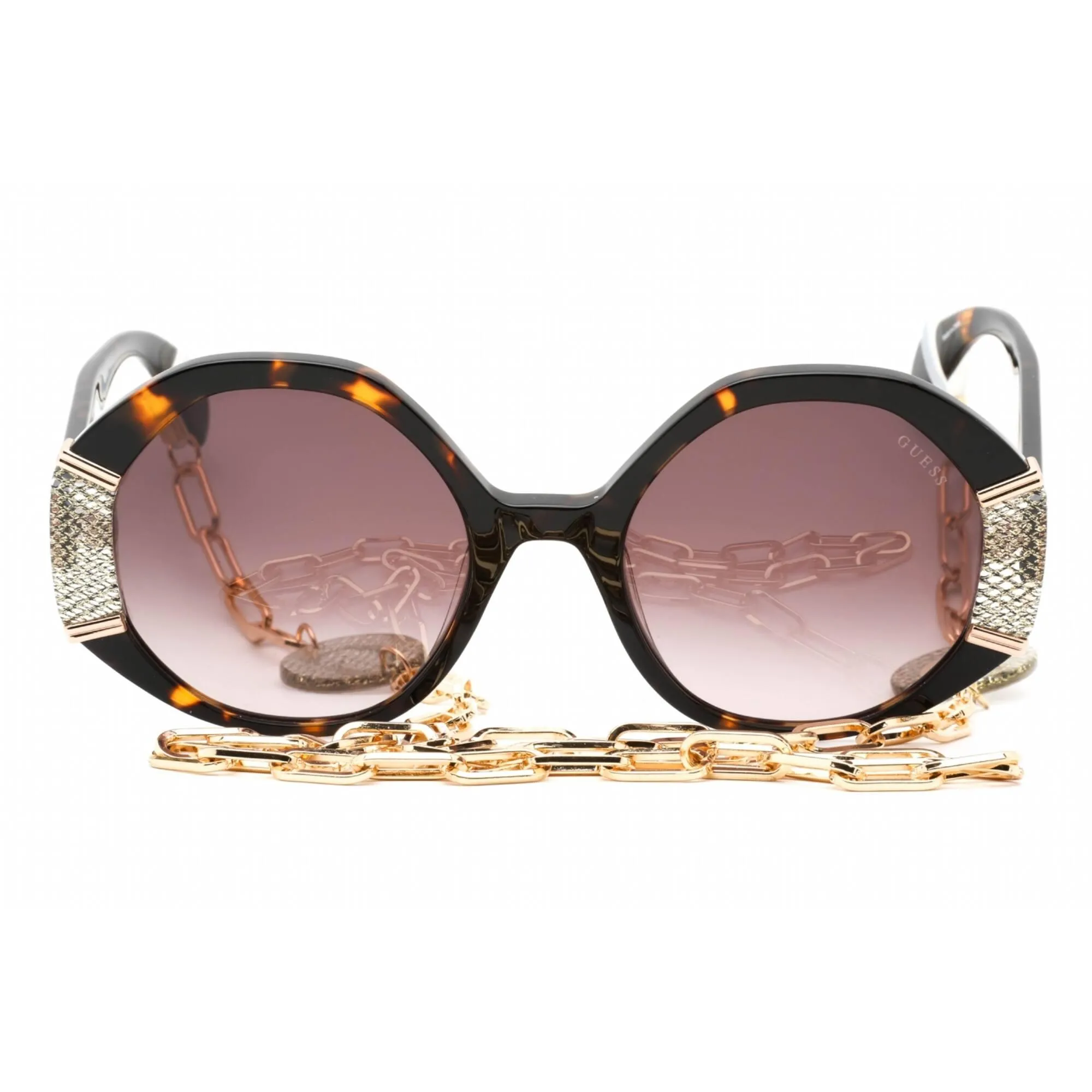 Guess Women's Sunglasses - Full Rim Dark Havana Plastic Round Shape Frame | GU7874 52G