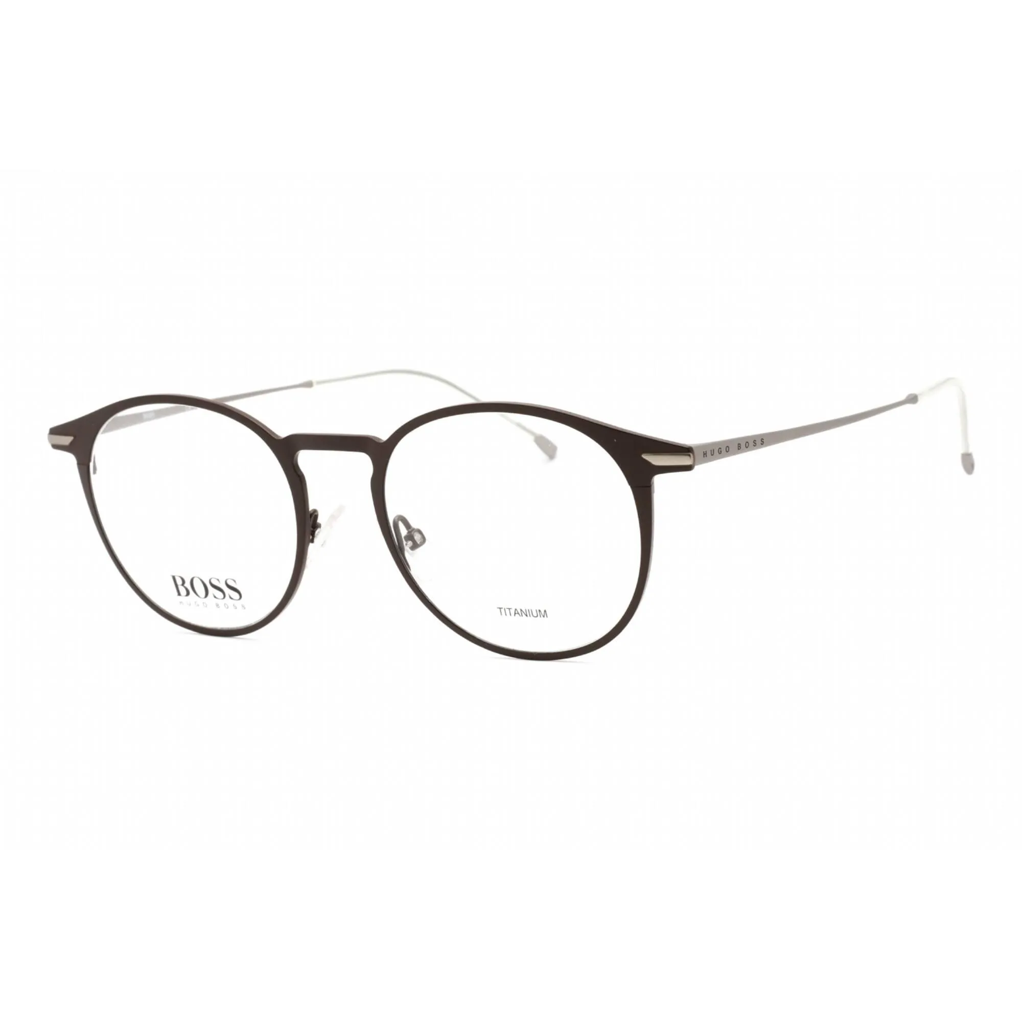 Hugo Boss Men's Eyeglasses - Full Rim Matte Brown Metal Round | BOSS 1252 04IN 00