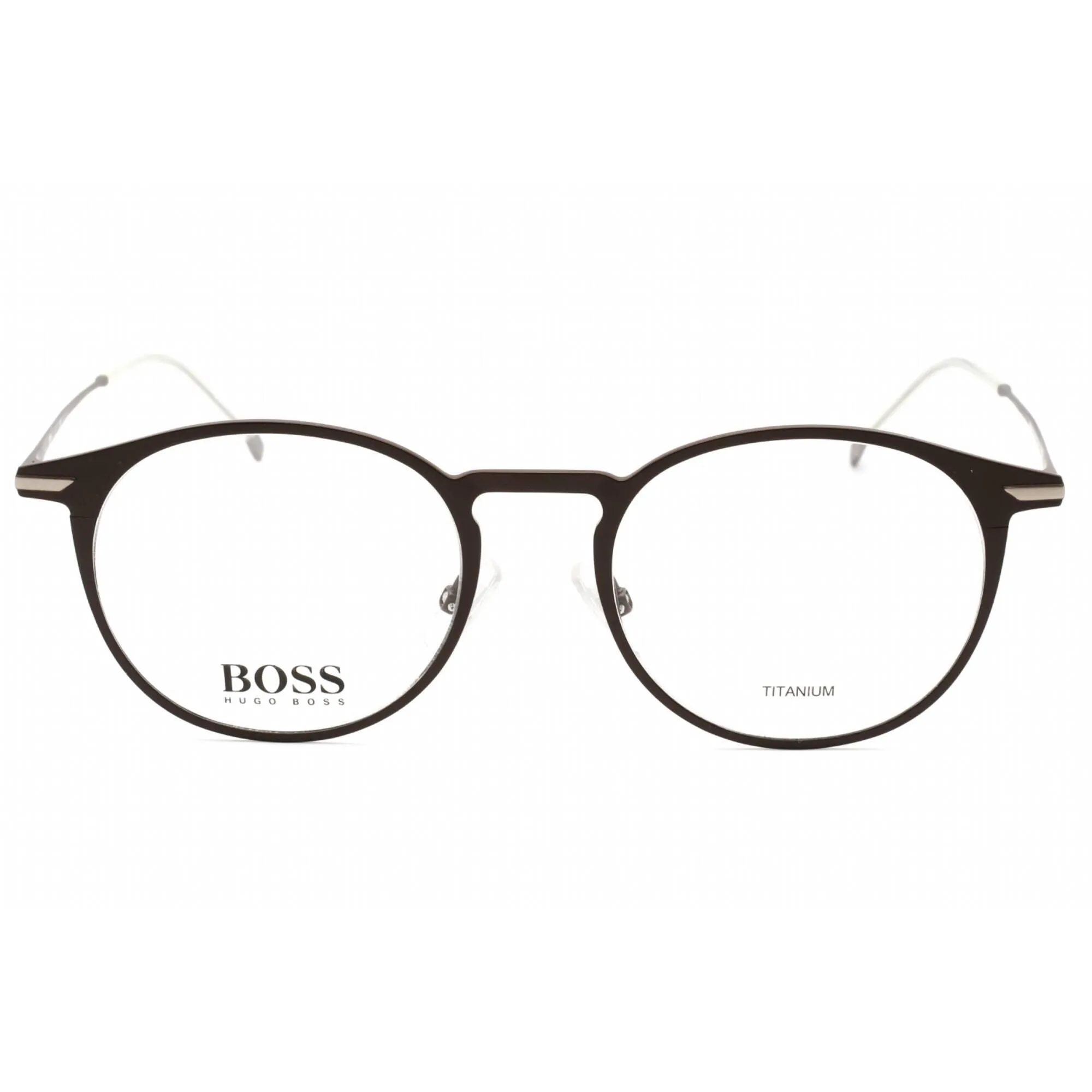 Hugo Boss Men's Eyeglasses - Full Rim Matte Brown Metal Round | BOSS 1252 04IN 00
