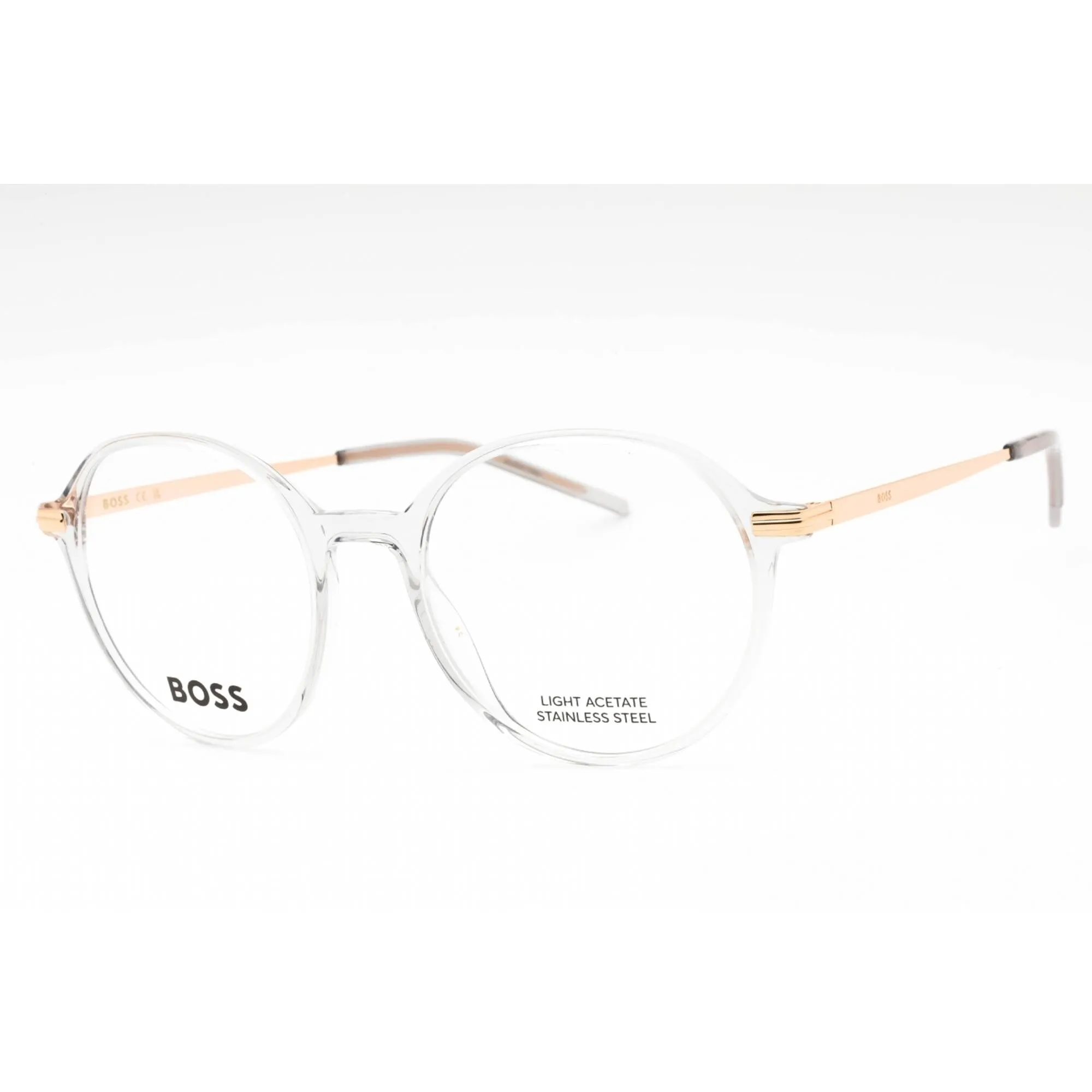 Hugo Boss Women's Eyeglasses - Grey Gold Plastic Round Shape Frame | BOSS 1664 0FT3 00