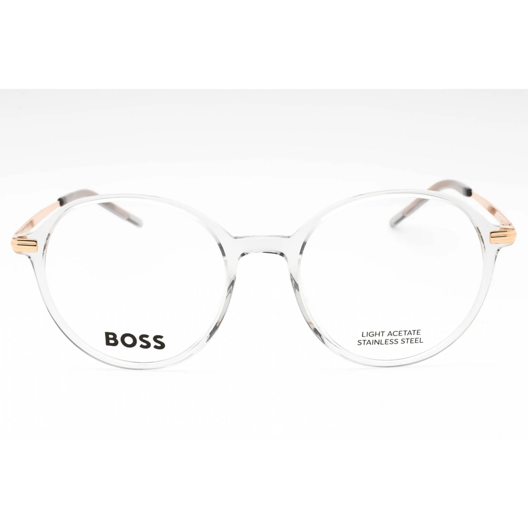 Hugo Boss Women's Eyeglasses - Grey Gold Plastic Round Shape Frame | BOSS 1664 0FT3 00