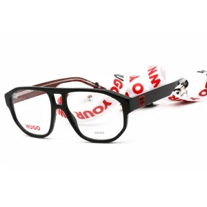 Hugo Men's Eyeglasses - Clear Lens Black Red Plastic Square Frame | HG 1221 0UYY 00