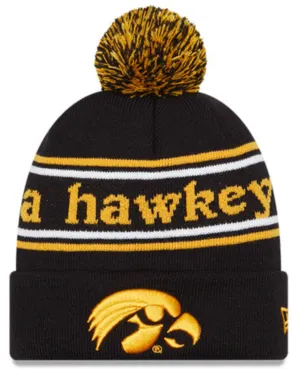 Iowa Hawkeyes Black New Era Marquee Cuffed Knit Hat with Pom