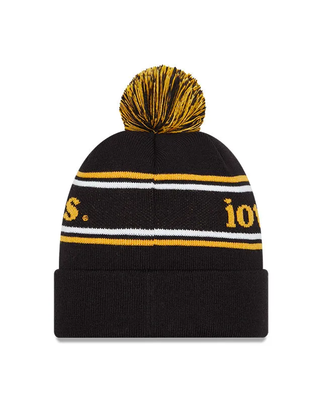 Iowa Hawkeyes Black New Era Marquee Cuffed Knit Hat with Pom