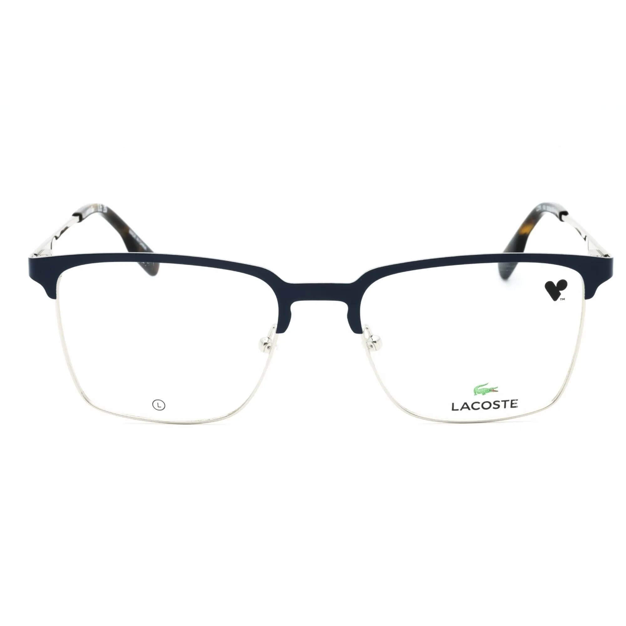 Lacoste Men's Eyeglasses - Matte Blue Metal Square Shape Full Rim Frame | L2295 424