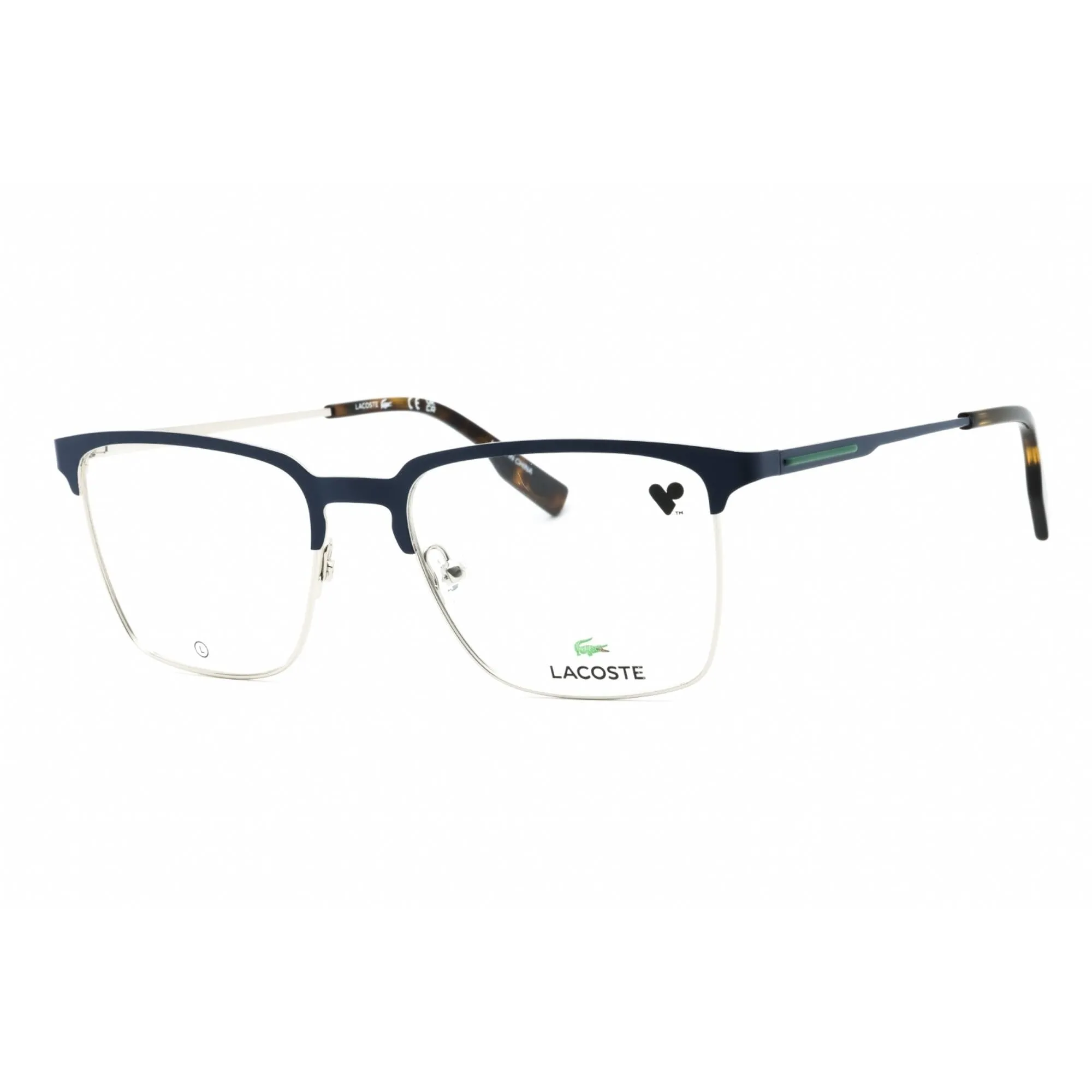 Lacoste Men's Eyeglasses - Matte Blue Metal Square Shape Full Rim Frame | L2295 424