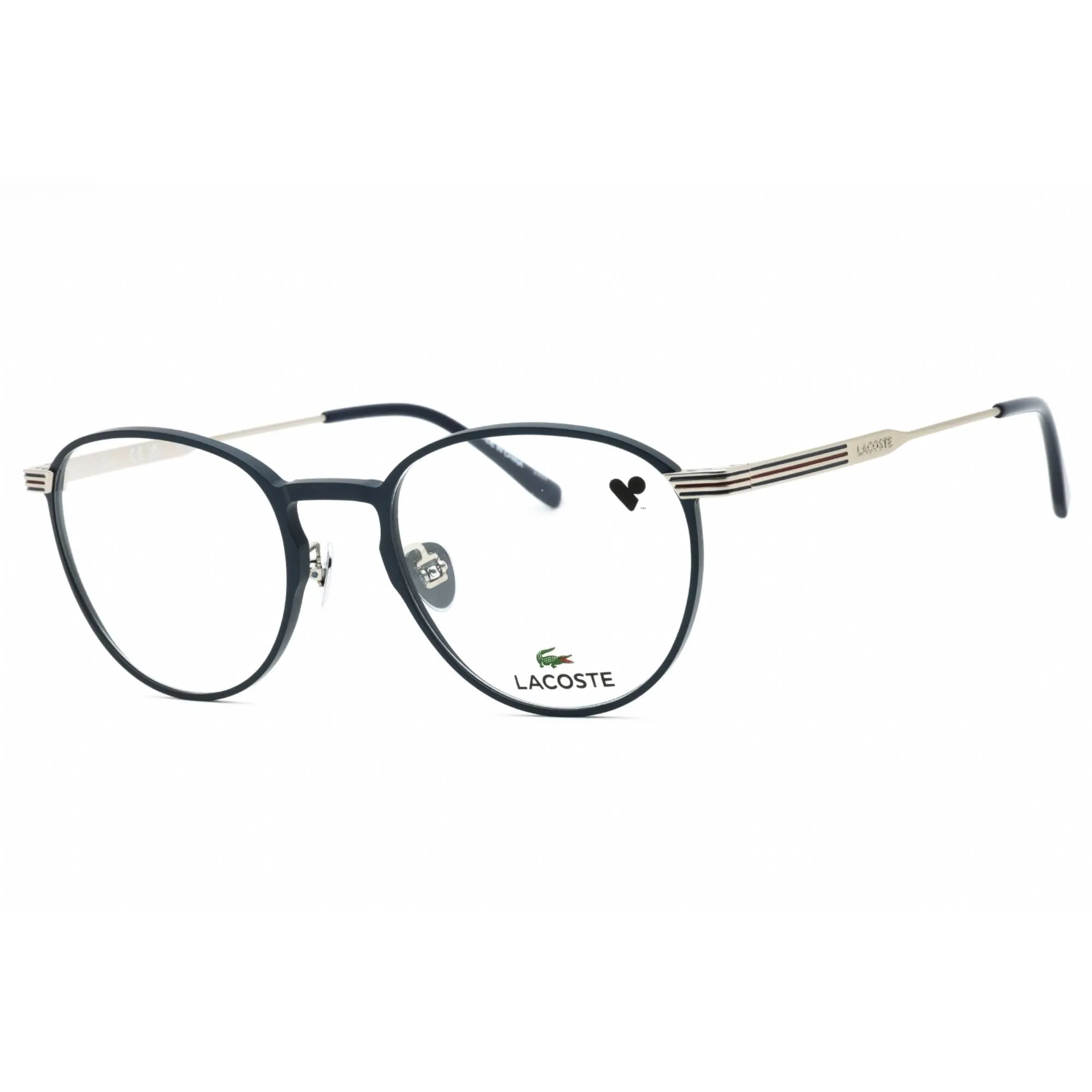 Lacoste Unisex Eyeglasses - Semimatte Blue Metal Round Full Rim Frame | L2284E 400