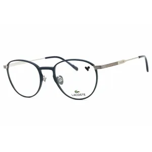 Lacoste Unisex Eyeglasses - Semimatte Blue Metal Round Full Rim Frame | L2284E 400