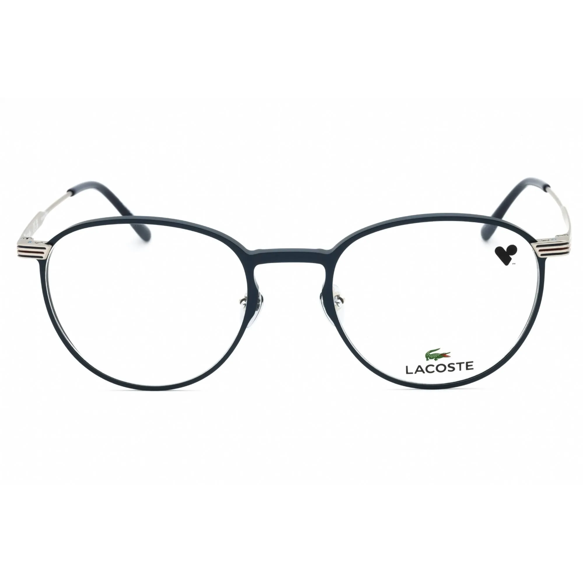 Lacoste Unisex Eyeglasses - Semimatte Blue Metal Round Full Rim Frame | L2284E 400