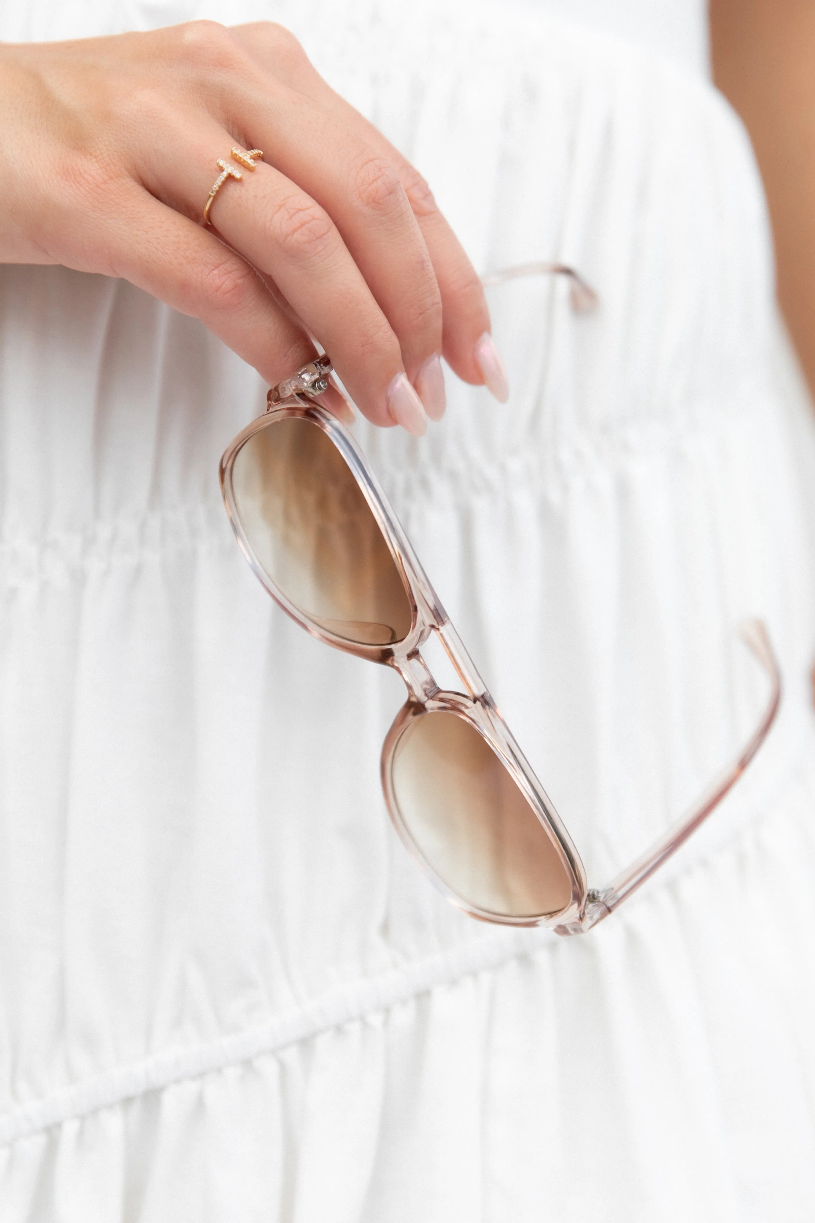 Layla Aviator Sunglasses - Light Brown