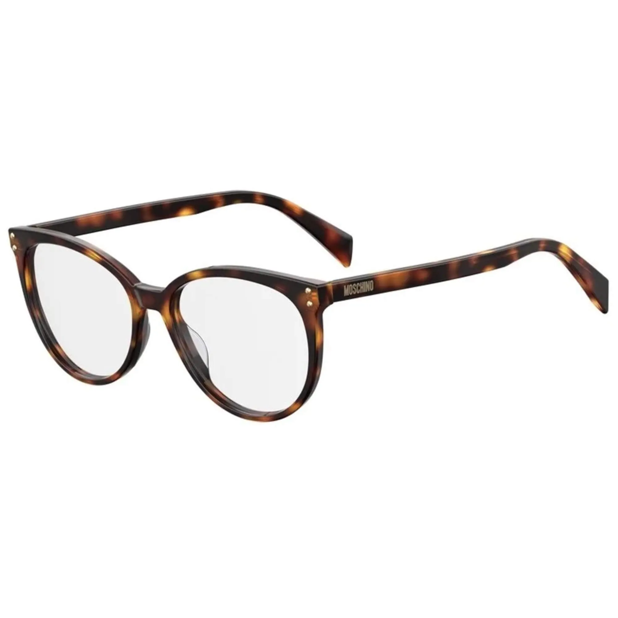 Moschino Women's Eyeglasses - Dark Havana Plastic Round Frame | MOSCHINO MOS535 86