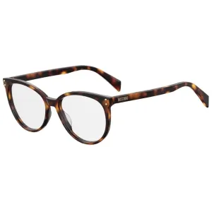 Moschino Women's Eyeglasses - Dark Havana Plastic Round Frame | MOSCHINO MOS535 86