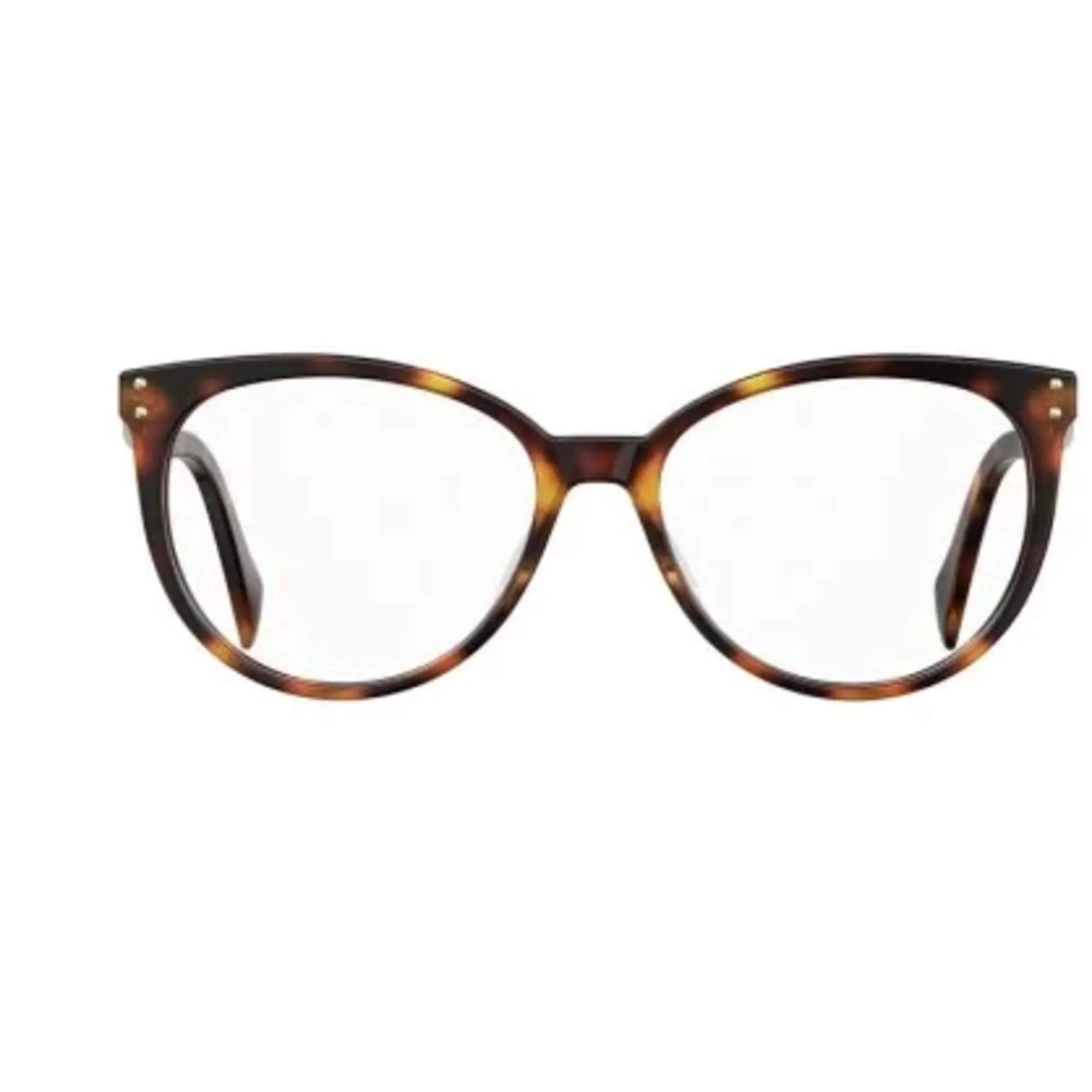 Moschino Women's Eyeglasses - Dark Havana Plastic Round Frame | MOSCHINO MOS535 86