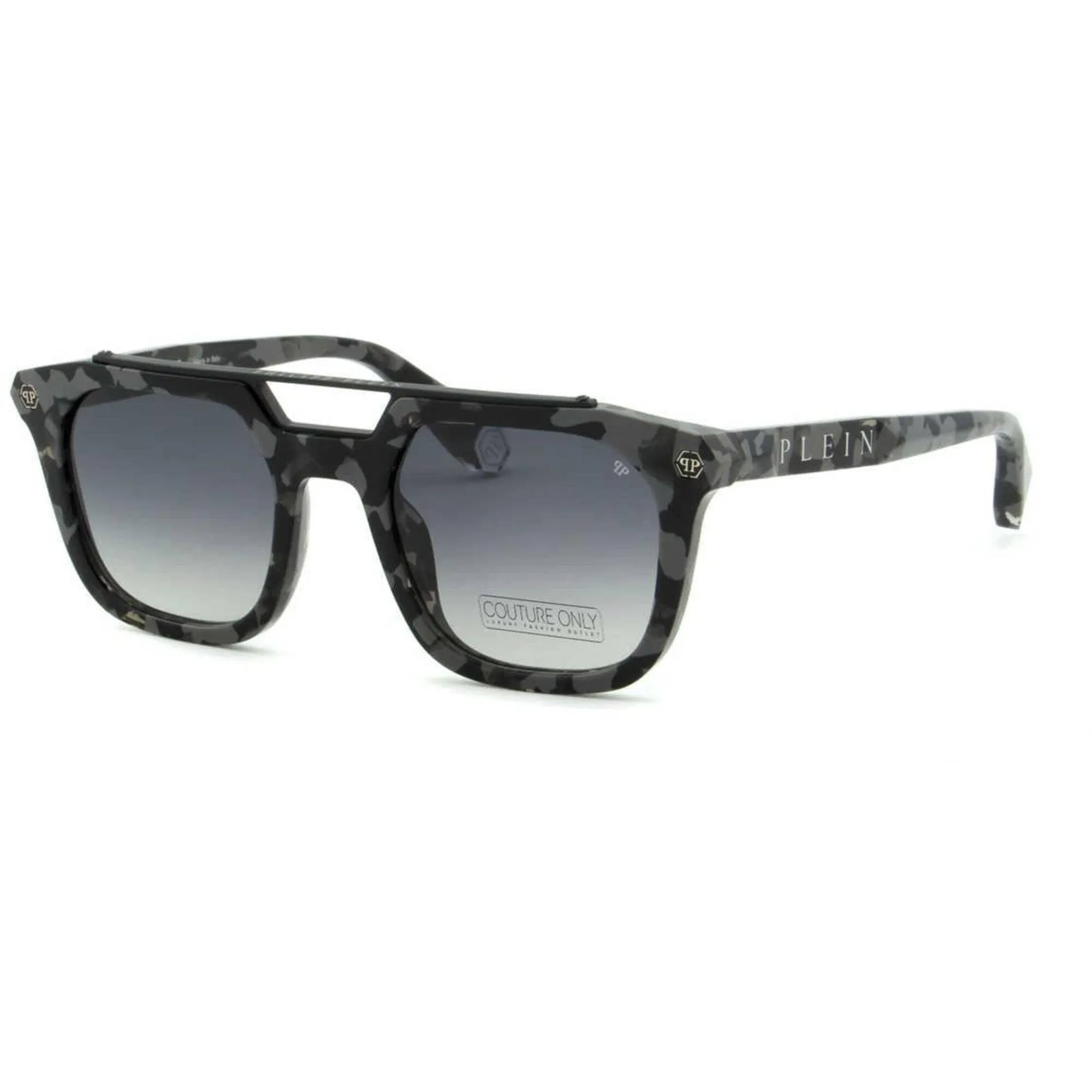 Philipp Plein Men's Sunglasses - Grey Camo Acetate Frame Gradient Lens | SPP001M 0721
