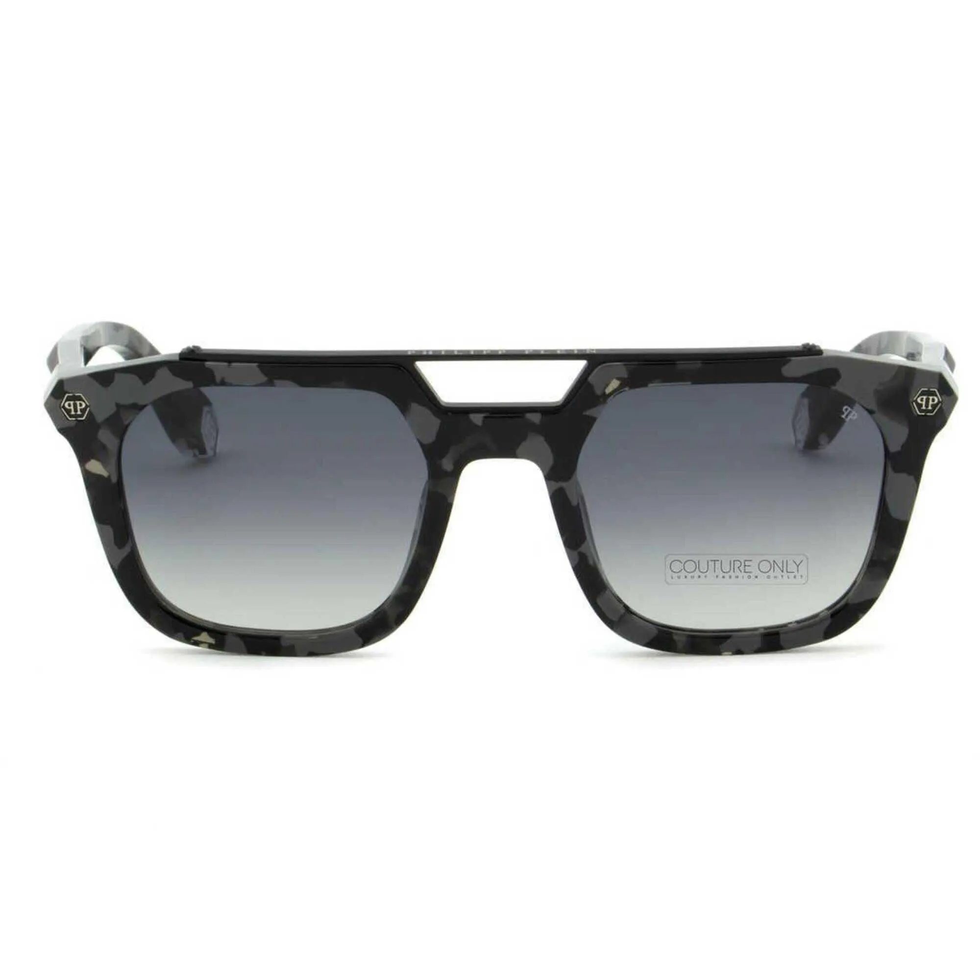 Philipp Plein Men's Sunglasses - Grey Camo Acetate Frame Gradient Lens | SPP001M 0721