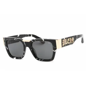 Philipp Plein Men's Sunglasses - Patterned Black Plastic Square Frame | SPP095M 0Z21