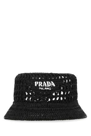 Prada Logo Embroidered Woven Bucket Hat