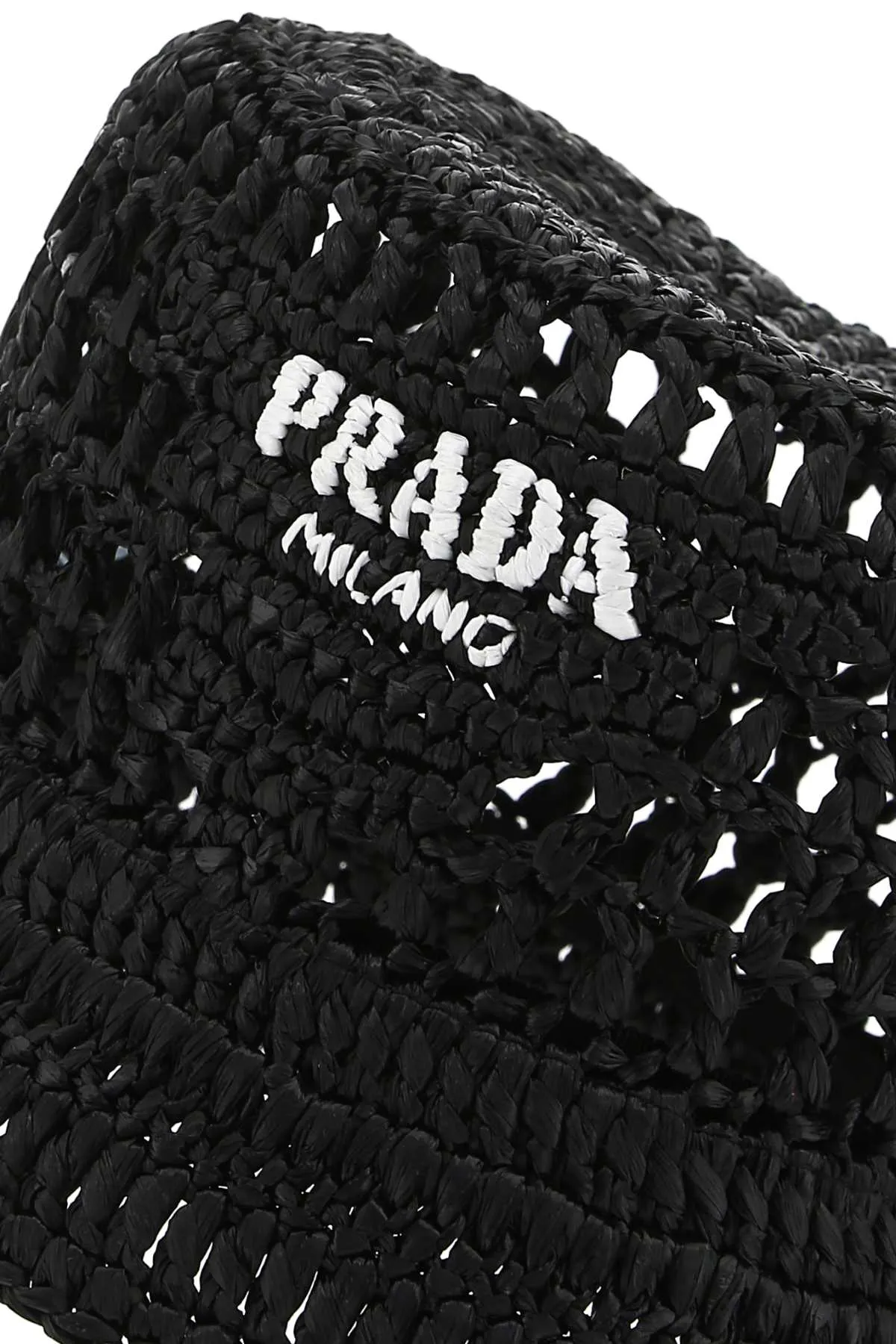 Prada Logo Embroidered Woven Bucket Hat