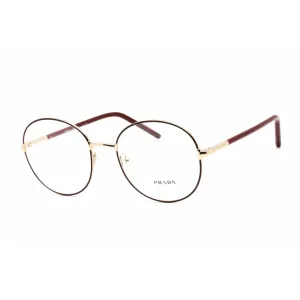 Prada Women's Eyeglasses - Round Pale Gold/Bordeaux Metal Frame | 0PR 55WV 09P1O1