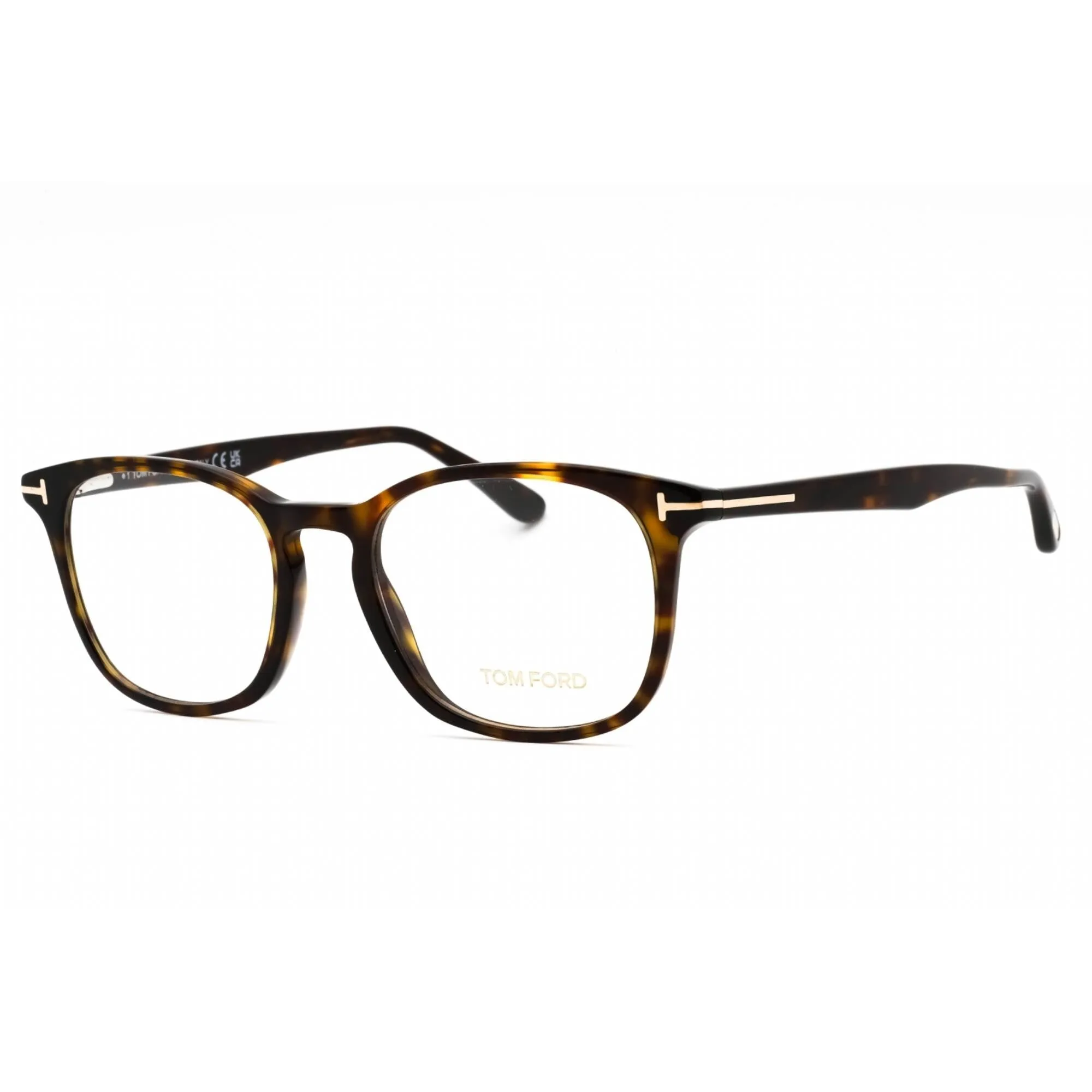 Tom Ford Men's Eyeglasses - Dark Havana Acetate Square Full Rim Frame | FT5505 52